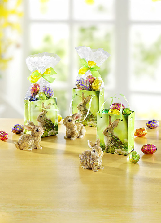 Pasen - Cadeauzakjes met konijnen, set van 3, in Farbe GROEN