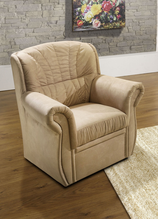 Gestoffeerde meubels - Gestoffeerd meubel met een comfortabele micro-velours bekleding, in Farbe CAPPUCCINO, in Ausführung Fauteuil Ansicht 1