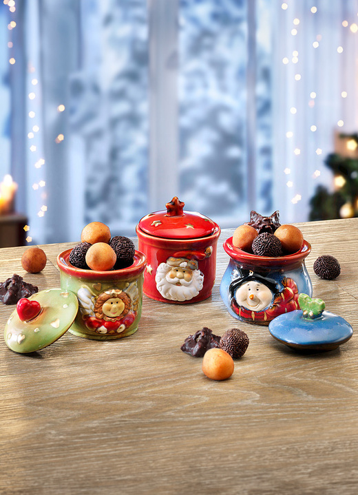 Weihnachtsleckereien - Festliche Porzellan-Töpfchen, 3er-Set, in Farbe