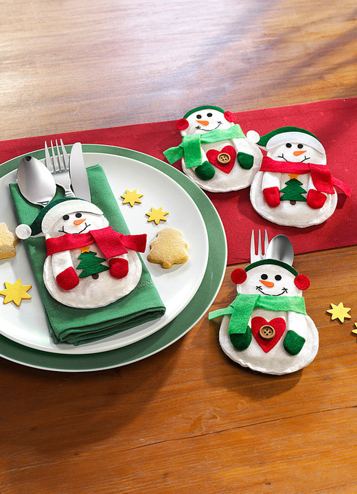 Kerstmis - Bestekzakjes, set van 4, in Farbe WIT Ansicht 1