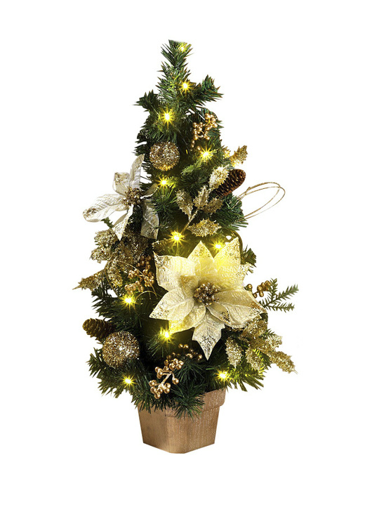- Verlichte kerstboom gemaakt van kunst- en textielmateriaal, in Farbe GOUD