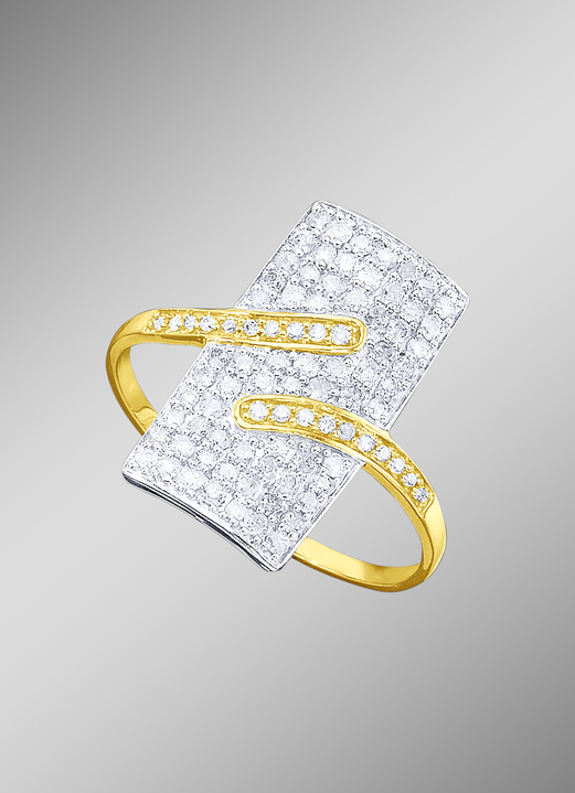 Ringen - Luxueuze damesring bezet met 88 briljanten, in Größe 160 bis 220, in Farbe
