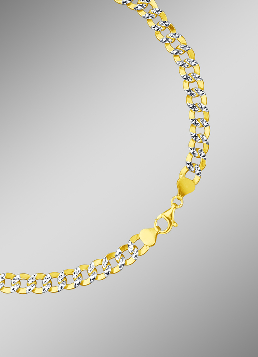 Halskettingen - Charmante tweekleurige curb ketting set, in Farbe , in Ausführung Armband, lengte 19 cm
