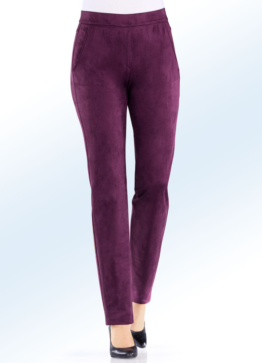 Broeken met elastische band - Trendy, fluweelzachte broek, in Größe 018 bis 092, in Farbe BORDEAUX Ansicht 1