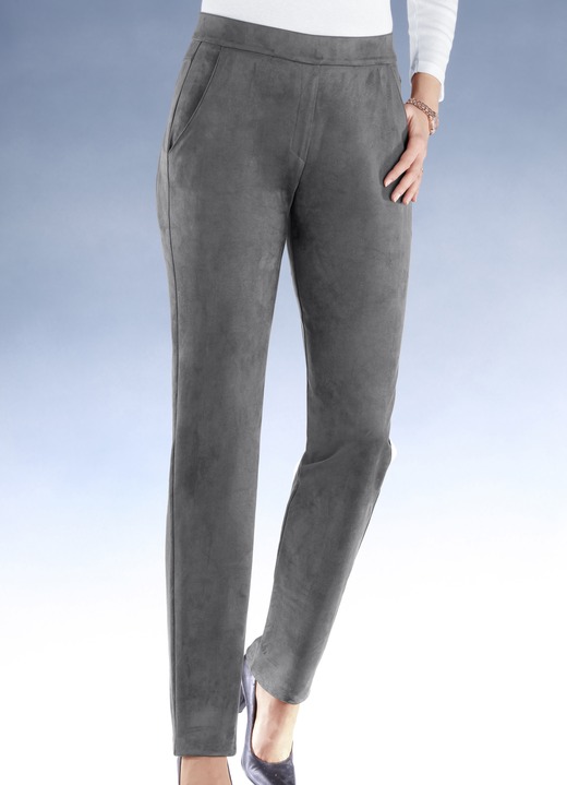 Broeken met elastische band - Trendy, fluweelzachte broek, in Größe 018 bis 092, in Farbe GRIJS Ansicht 1