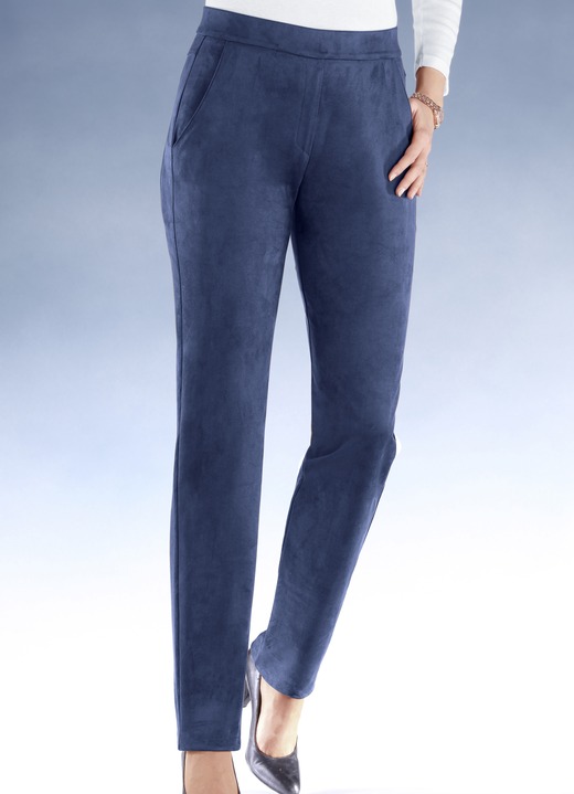 Broeken met elastische band - Trendy, fluweelzachte broek, in Größe 018 bis 092, in Farbe ROOKBLAUW Ansicht 1