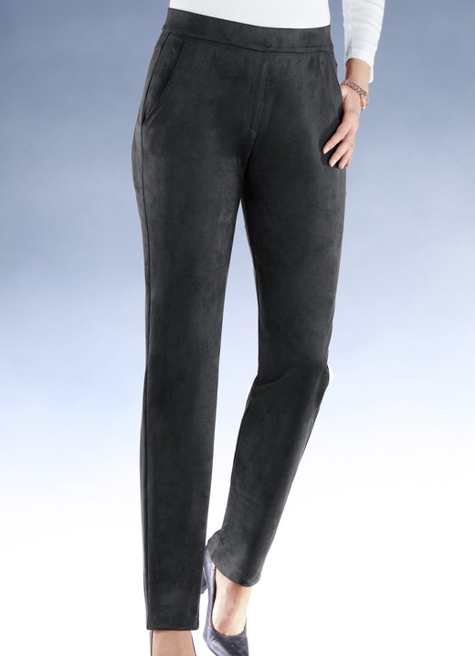 Broeken met elastische band - Trendy, fluweelzachte broek, in Größe 018 bis 092, in Farbe ZWART Ansicht 1