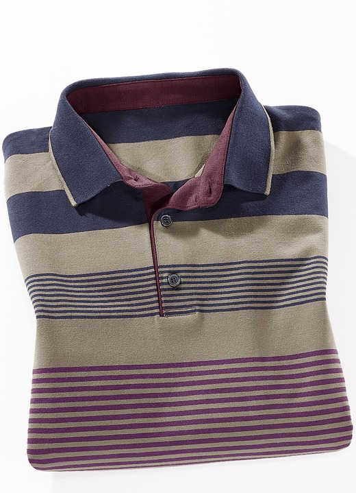 Sweatshirts - Poloshirt in 2 kleuren, in Größe 046 bis 062, in Farbe MARINE-CAMEL-BORDEAUX Ansicht 1