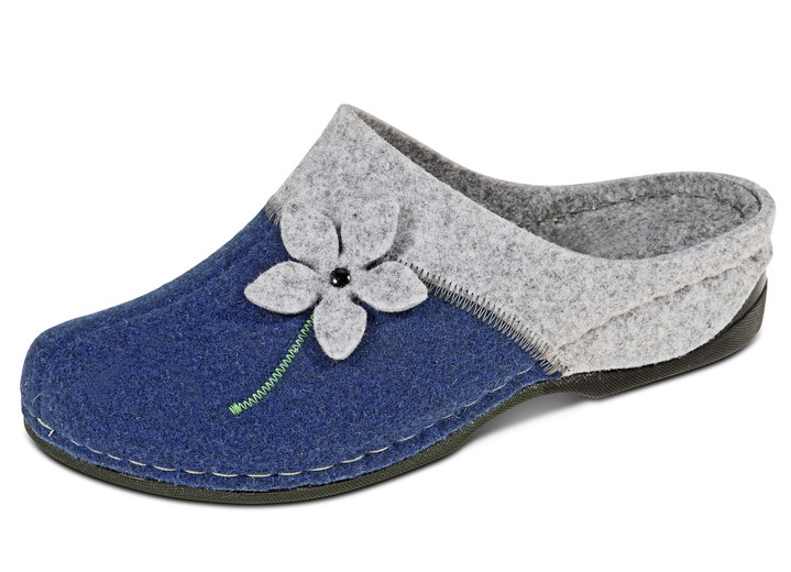 Huisschoenen - Laurina, klassieke damespantoffels, met anatomisch gevormd voetbed, in Größe 036 bis 042, in Farbe IJSGRIJS-BLAUW Ansicht 1