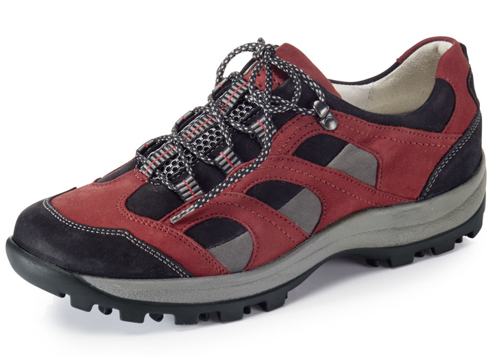 Instappers & veterschoenen - Waldläufer, sportieve dames veterschoenen, breedte H, met uitneembaar voetbed, in Größe 4 1/2 bis 9, in Farbe GRANAATROOD-ZWART-GRIJS Ansicht 1