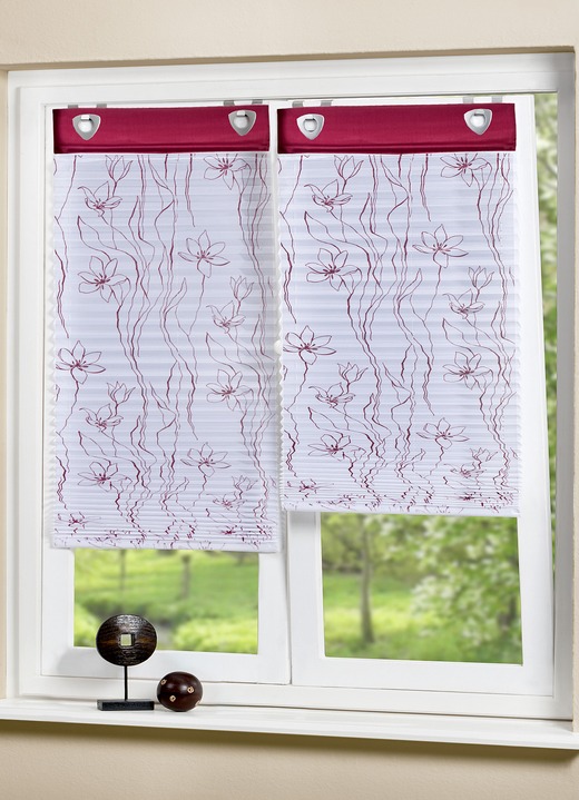 - Plissee rolgordijn met decoratieve print, in Größe 318 (140 x 60 cm) bis 324 (140 x 95 cm), in Farbe WIT-BORDEAUX