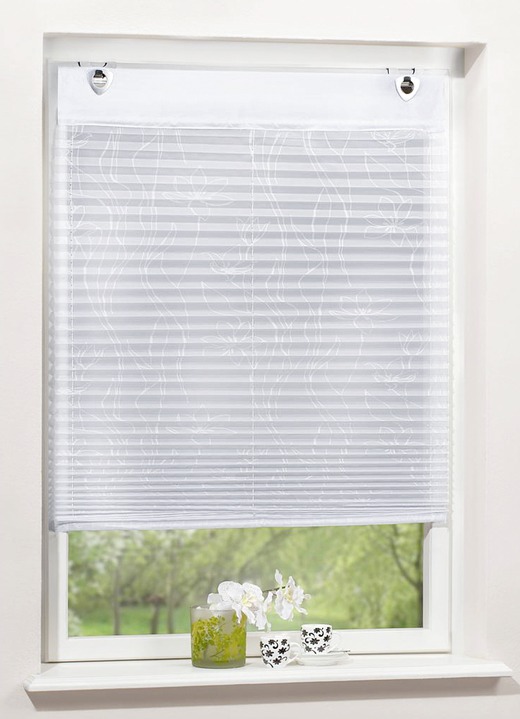 Rolgordijnen - Plissee rolgordijn met decoratieve print, in Größe 318 (140 x 60 cm) bis 324 (140 x 95 cm), in Farbe WIT Ansicht 1
