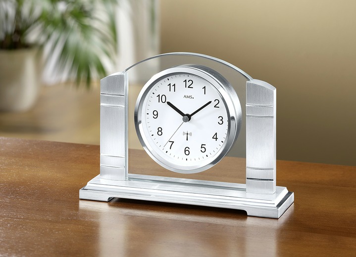 Horloges - Tafelklok met achterpaneel van mineraalglas, in Farbe ZILVER Ansicht 1