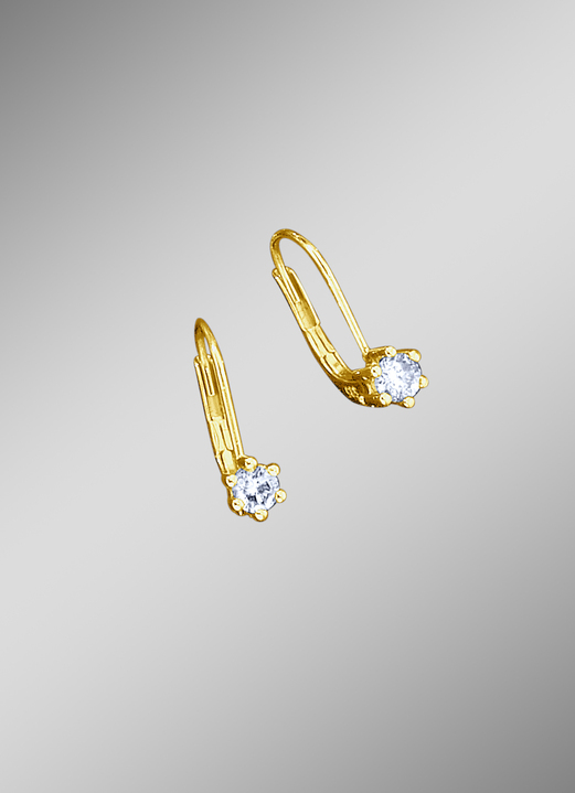 Oorbellen - Diamanten oorbellen met 2 briljanten, in Farbe