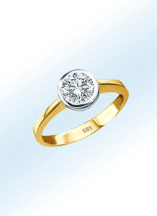 Ringen - Damesring met 1 loepzuivere diamant, in Größe 160 bis 220, in Farbe