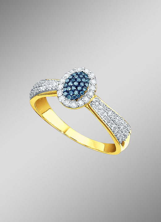 Ringen - Damesring met briljanten en diamanten, in Größe 160 bis 220, in Farbe