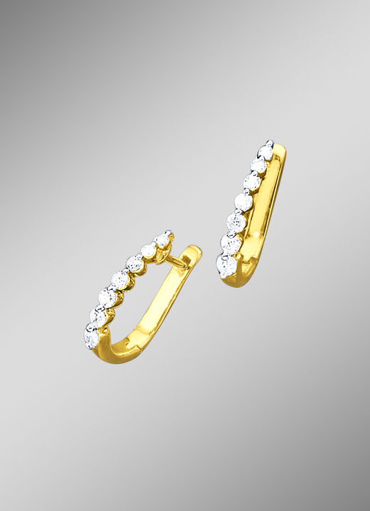 Oorbellen - Prachtige opvouwbare oorringen met diamanten, in Farbe