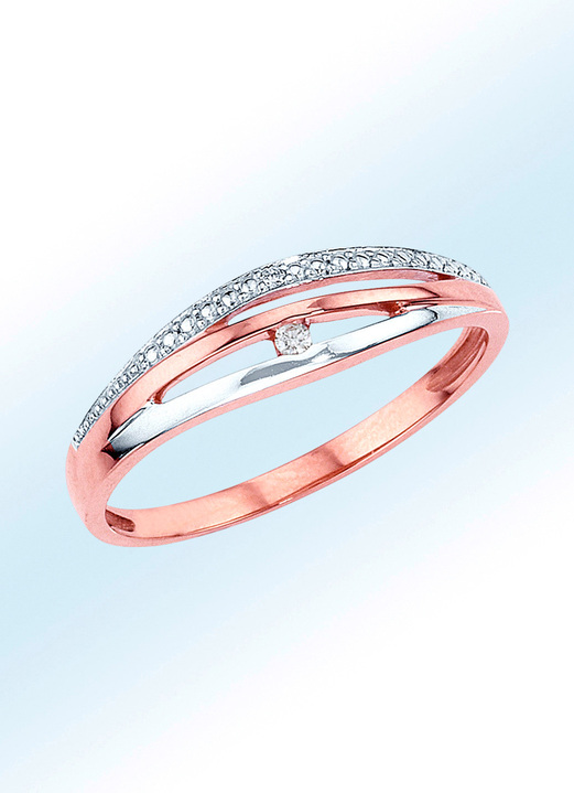 Ringen - Elegante damesring tweekleurig met briljanten, in Größe 160 bis 220, in Farbe