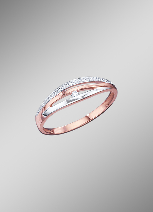 Ringen - Elegante damesring tweekleurig met briljanten, in Größe 160 bis 220, in Farbe  Ansicht 1