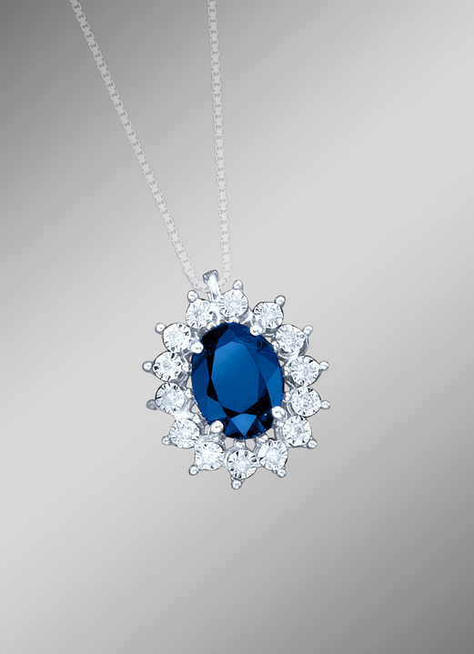 Hangers - Kettinghanger met echte saffier en diamanten, in Farbe