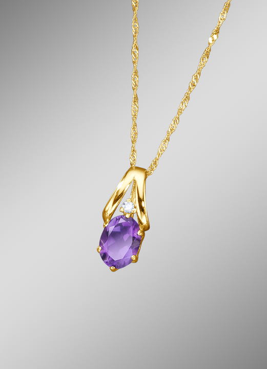 Anhänger - Anhänger mit Amethyst und Zirkonia, in Farbe  Ansicht 1