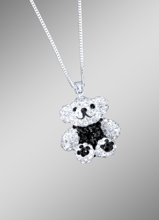 Pandabeer hanger met kristallen en kinketting