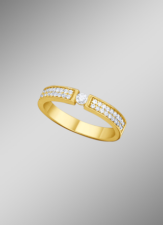 Elegante damesring met synth. zirkonia