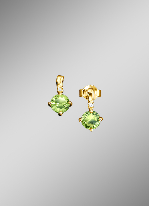 - Oorbellen met peridoot en diamanten, in Farbe  Ansicht 1