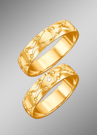Trouwring met golvend ontwerp, met of zonder briljant