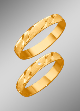 Trouwring met golvend ontwerp, met of zonder briljant