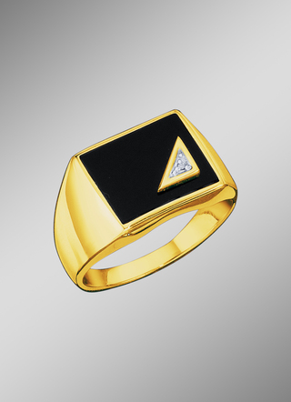 Herenring met echte onyx