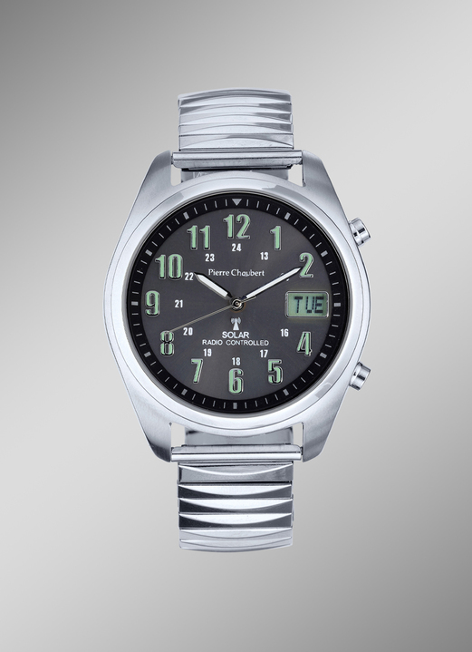 Radiografische-/solarhorloges - Radiografisch herenhorloge op zonne-energie, van ‘Pierre Chaubert’, in Farbe