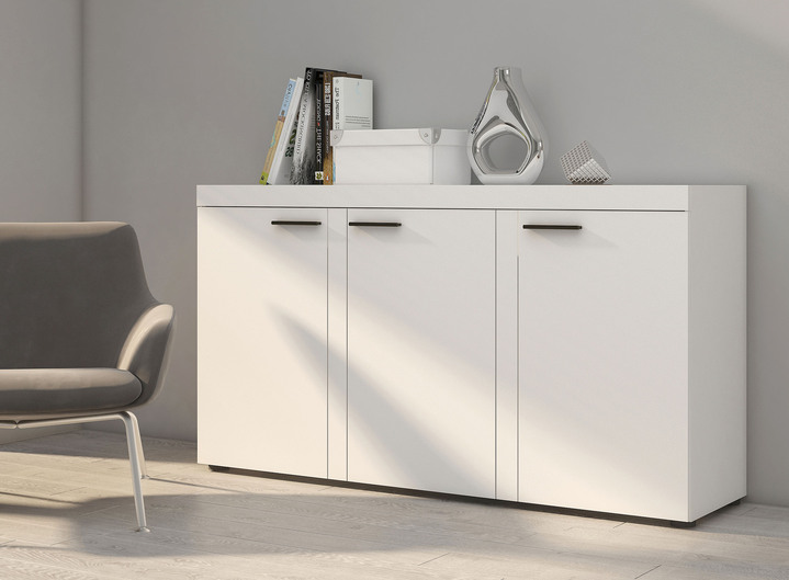 Commodes - Ladekastserie met matte fronten, in Farbe WIT, in Ausführung 3 deuren Ansicht 1