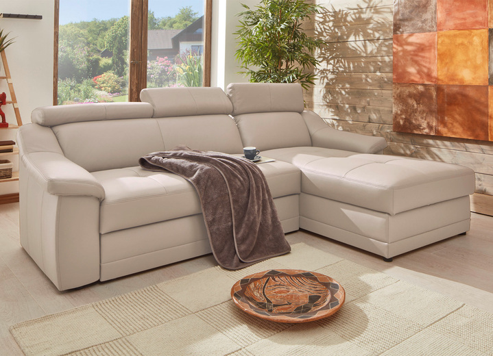 Polsterecken - Frei im Raum aufstellbare Polsterecke mit Kopfteilverstellung, in Farbe CREME, in Ausführung Mit Bettfunktion Ansicht 1