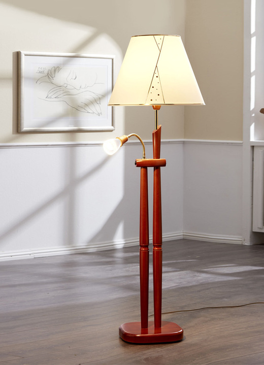 Lampen  & lampjes - Staande lamp met stoffen kap, in Farbe KERSENBOOM, in Ausführung Stalamp met leeslamp Ansicht 1