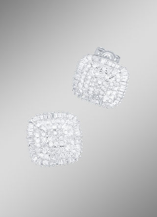 Oorbellen met diamanten en baguette-diamanten