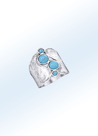 Interessante damesring met turquoise