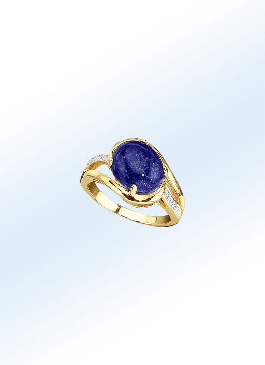 Ringen - Schitterende damesring met echte lazuursteen en synth. zirkonia, in Größe 160 bis 220, in Farbe