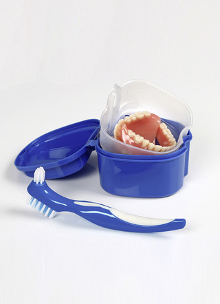 Reinigingsset voor tandprothese, 3-delig