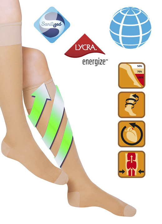 Gezondheidskousen - Fresh-Travel ondersteunende kniekousen, 3-pack, in Farbe HUIDKLEURIG Ansicht 1