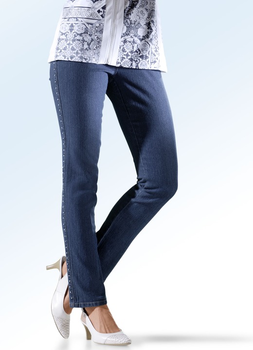 Broeken - Pull-on-jeans, in Größe 018 bis 052, in Farbe JEANSBLAUW Ansicht 1