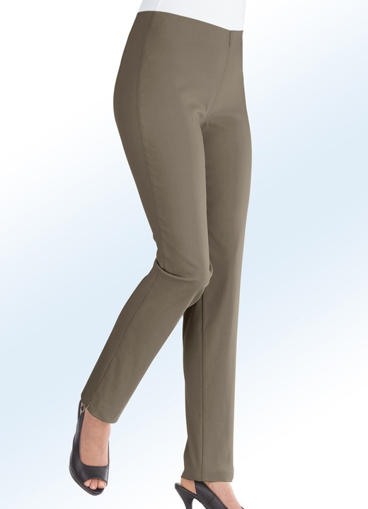 Broeken met elastische band - Pull-on broek in 14 kleuren, in Größe 017 bis 052, in Farbe TAUPE Ansicht 1