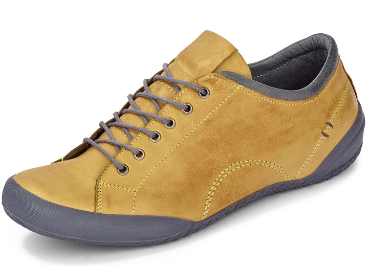 Instappers & veterschoenen - Andrea Conti, klassieke dames veterschoen, met uitneembare leren binnenzool, in Größe 036 bis 042, in Farbe MOSTERDGEEL Ansicht 1