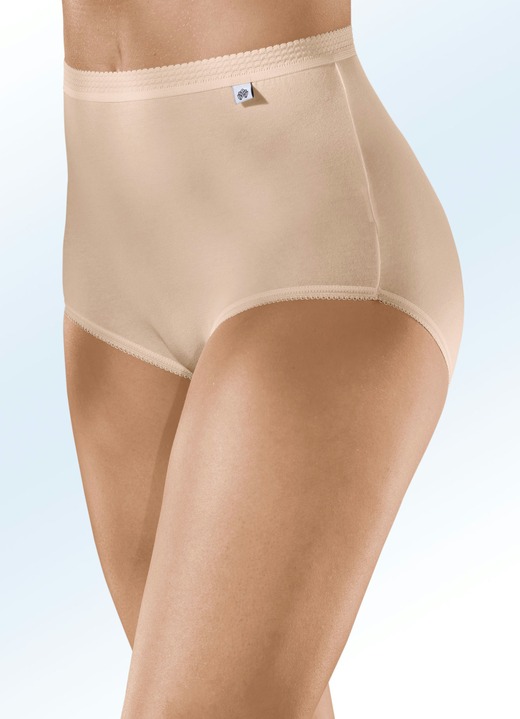 Slips - Vijf-pack slip met elastische randen, in Größe 040 bis 060, in Farbe HUIDKLEURIG Ansicht 1