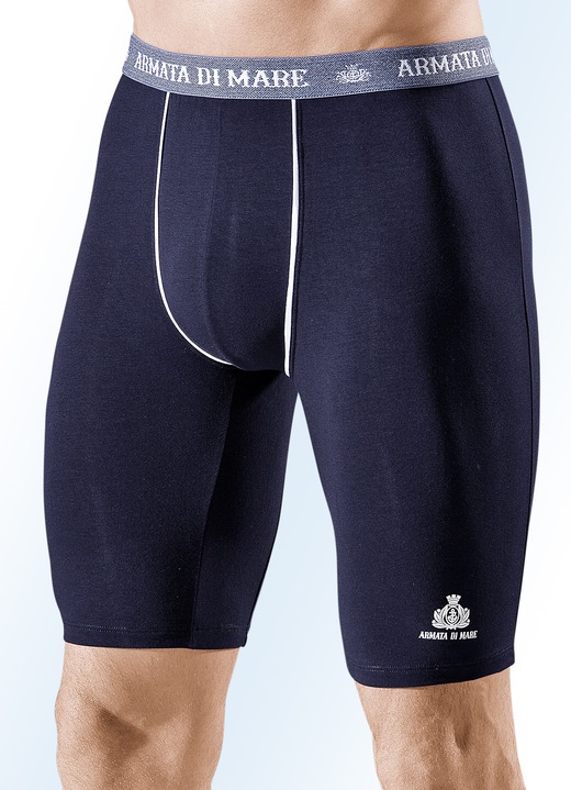 Pants & Boxershorts - Dreierpack Longpants, uni, in Größe 004 bis 011, in Farbe 2X MARINE, 1X HELLGRAU