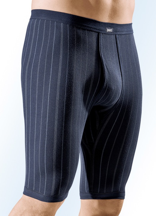 Slips & broeken - Set van drie fijne geribbelde onderbroeken, knielengte, marine, in Größe 005 bis 012, in Farbe 2x MARINE-MEERKLEURIG, 1x UNI MARINE