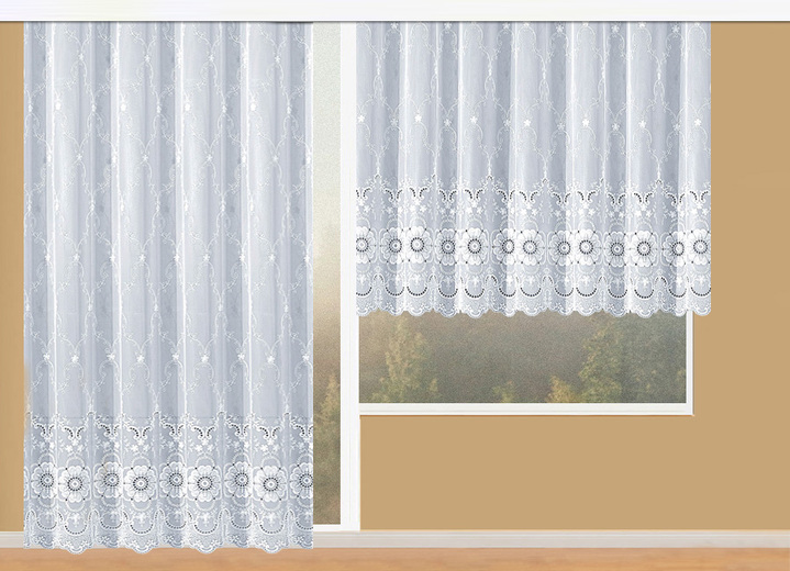 Klassiek - Klassieke raamdecoratie, in Größe 123 (H 105 x B 300 cm) bis 291 (H 245 x B 450 cm), in Farbe WIT, in Ausführung Jacquard Ansicht 1
