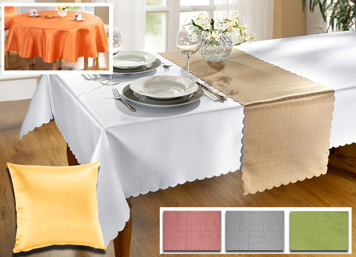 Tafellakens - Tijdloze tafel- en kamerdecoratie in jacquardkwaliteit, in Größe 150 (loper, 40 x 150 cm) bis 404 (Kussensloop, 40 x 40 cm), in Farbe LICHTGRIJS