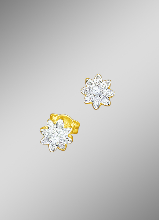 Oorbellen - Oorbellen met briljanten en diamanten, in Farbe