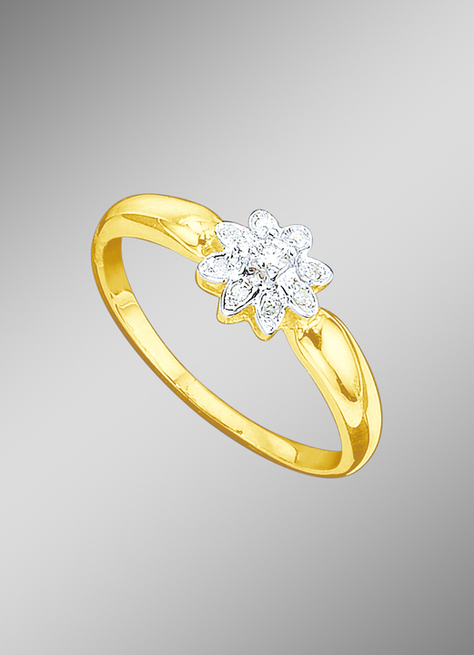 Ringen - Damesring met briljant en diamanten, in Größe 160 bis 220, in Farbe  Ansicht 1